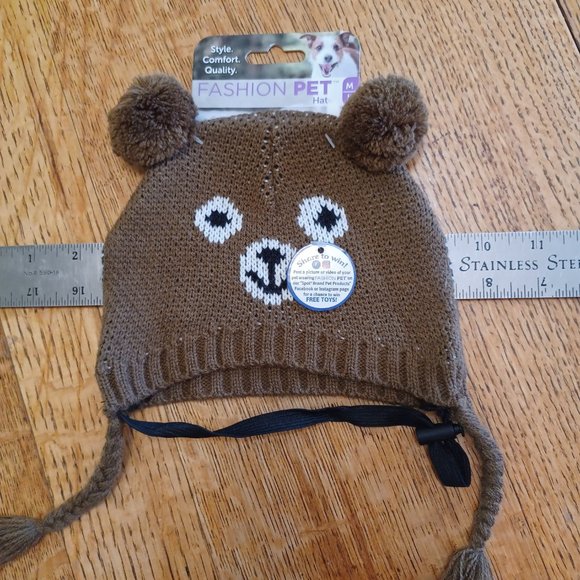 NWT! Dog Hat with pom poms with ear holes (5063) - Picture 6 of 6